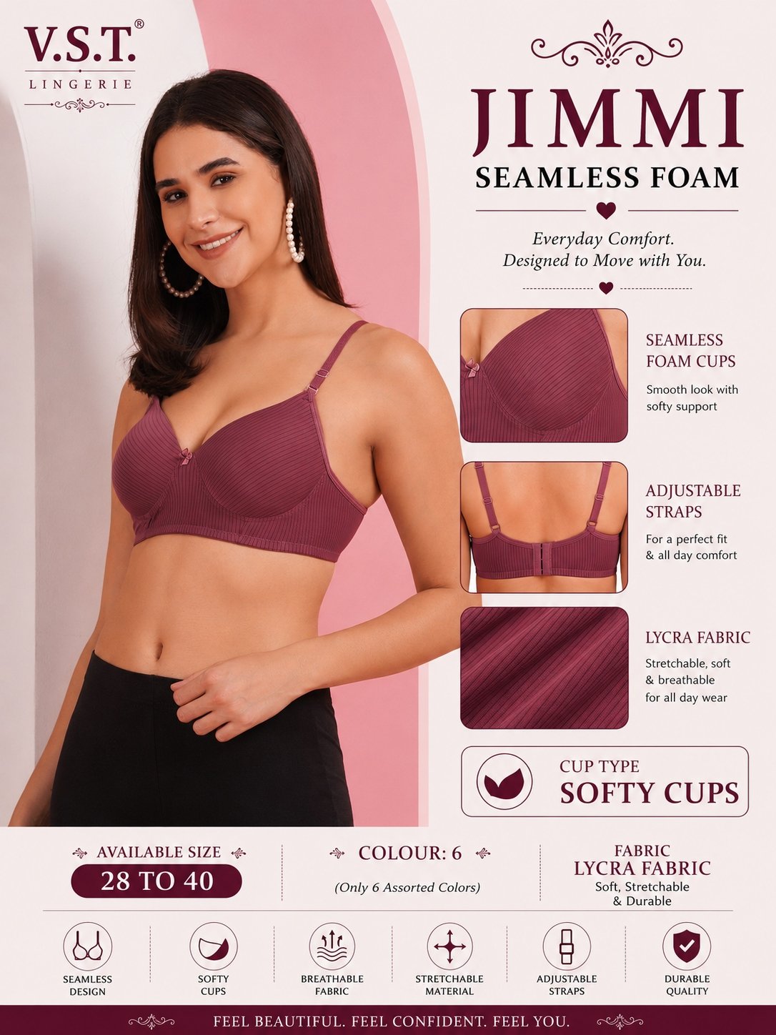 VST Jimmi Seamless Foam Bra